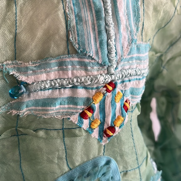 Sandy 100% silk, crinkle top, aqua and turquoise size large - Picture 5 of 10